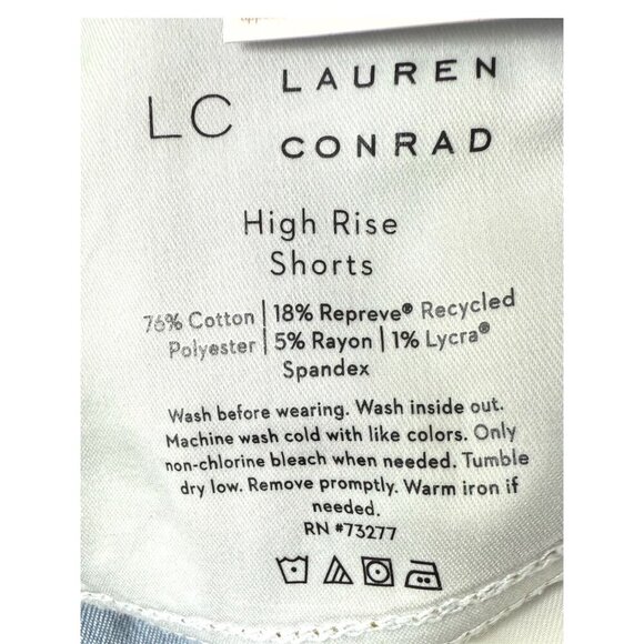 LC Lauren Conrad Womens High Rise Light Wash Cuff Bermuda Jean Shorts Sz 12 New - Picture 6 of 7